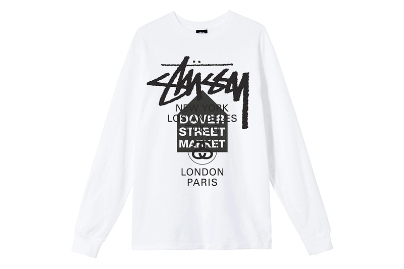 dover street market dsm stussy world tour graphic long sleeved tee white