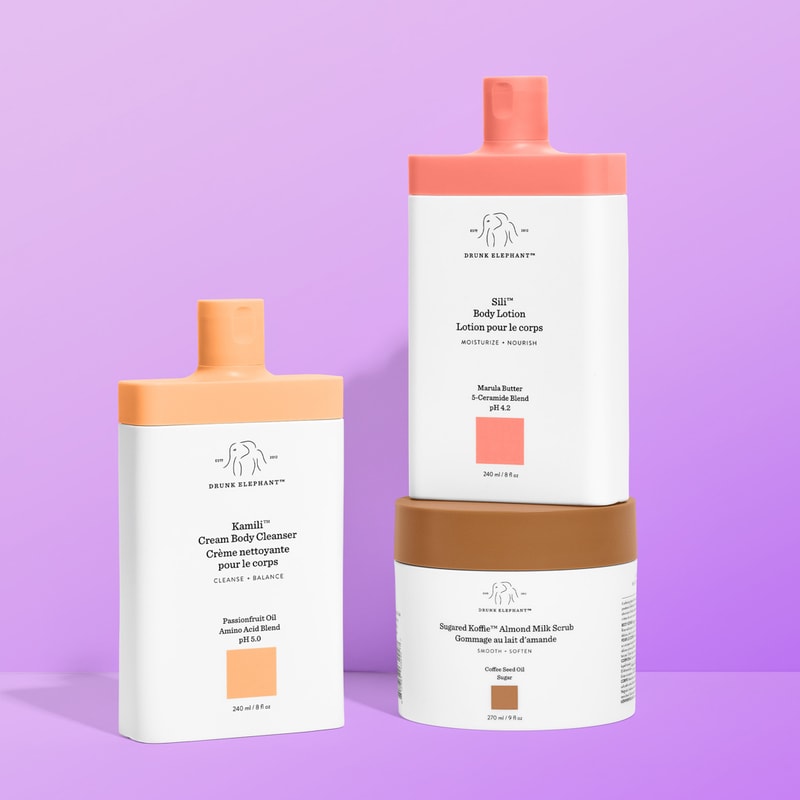 drunk elephant sugared koffie almond milk body scrub care cleanser lotion