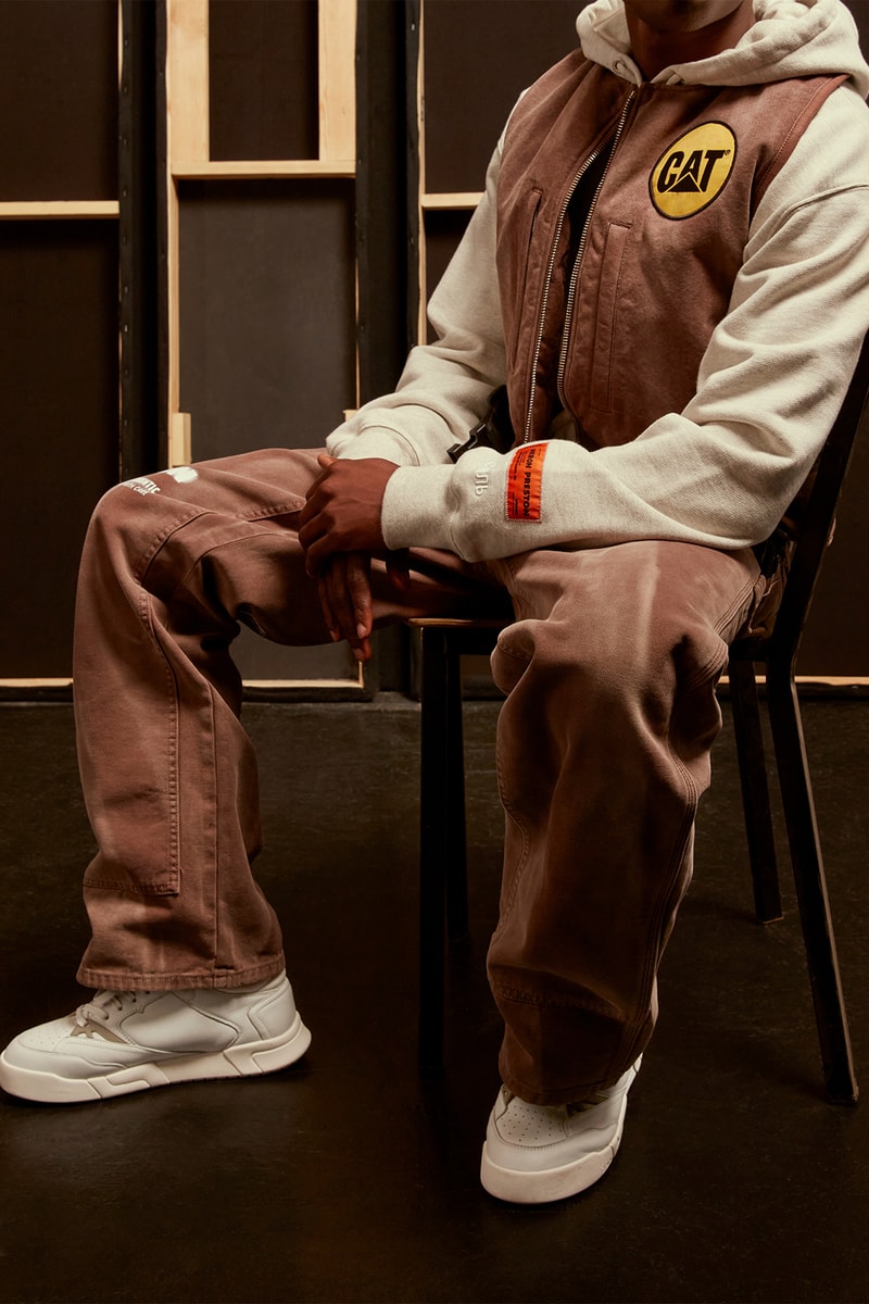 heron preston caterpillar cat spring summer collaboration outerwear hoodies jackets pants