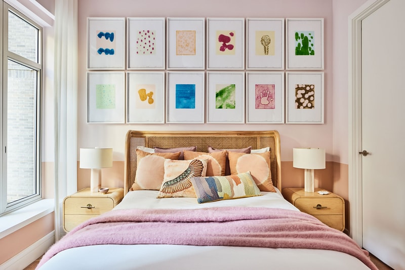 kelly behun living gallery concept bedroom paintings artwork table pillows