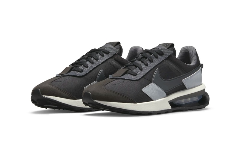 nike air max pre-day black gray sneakers front shoelaces midsole