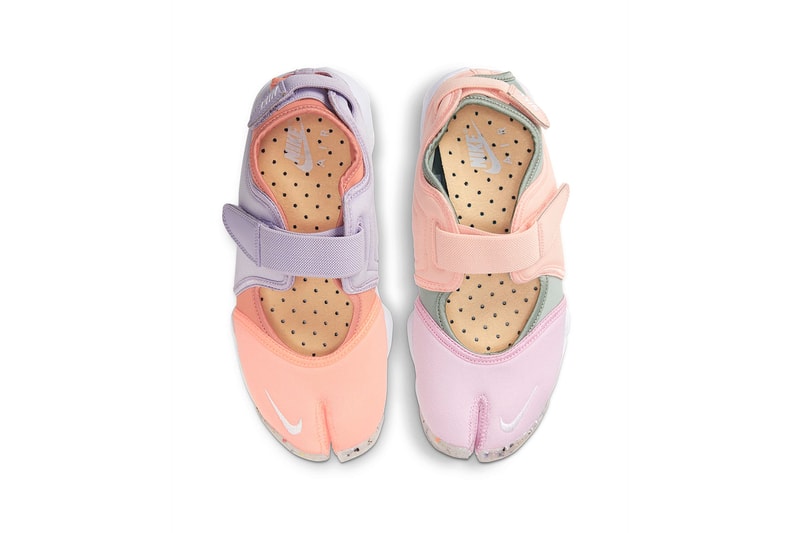 nike air rift womens shoes pastel pink purple green white footwear aerial top view insole