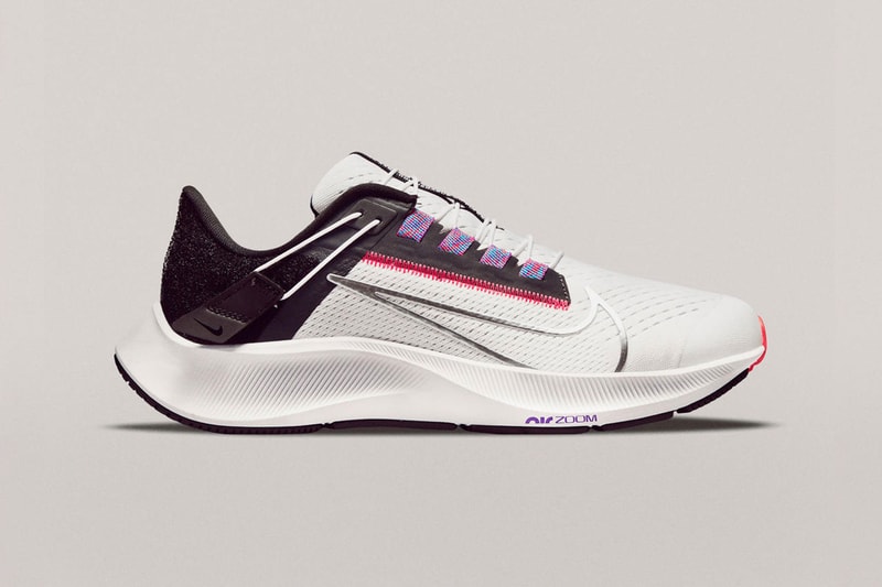 nike air zoom pegasus 38 running shoes sneakers black white details laterals swoosh logo