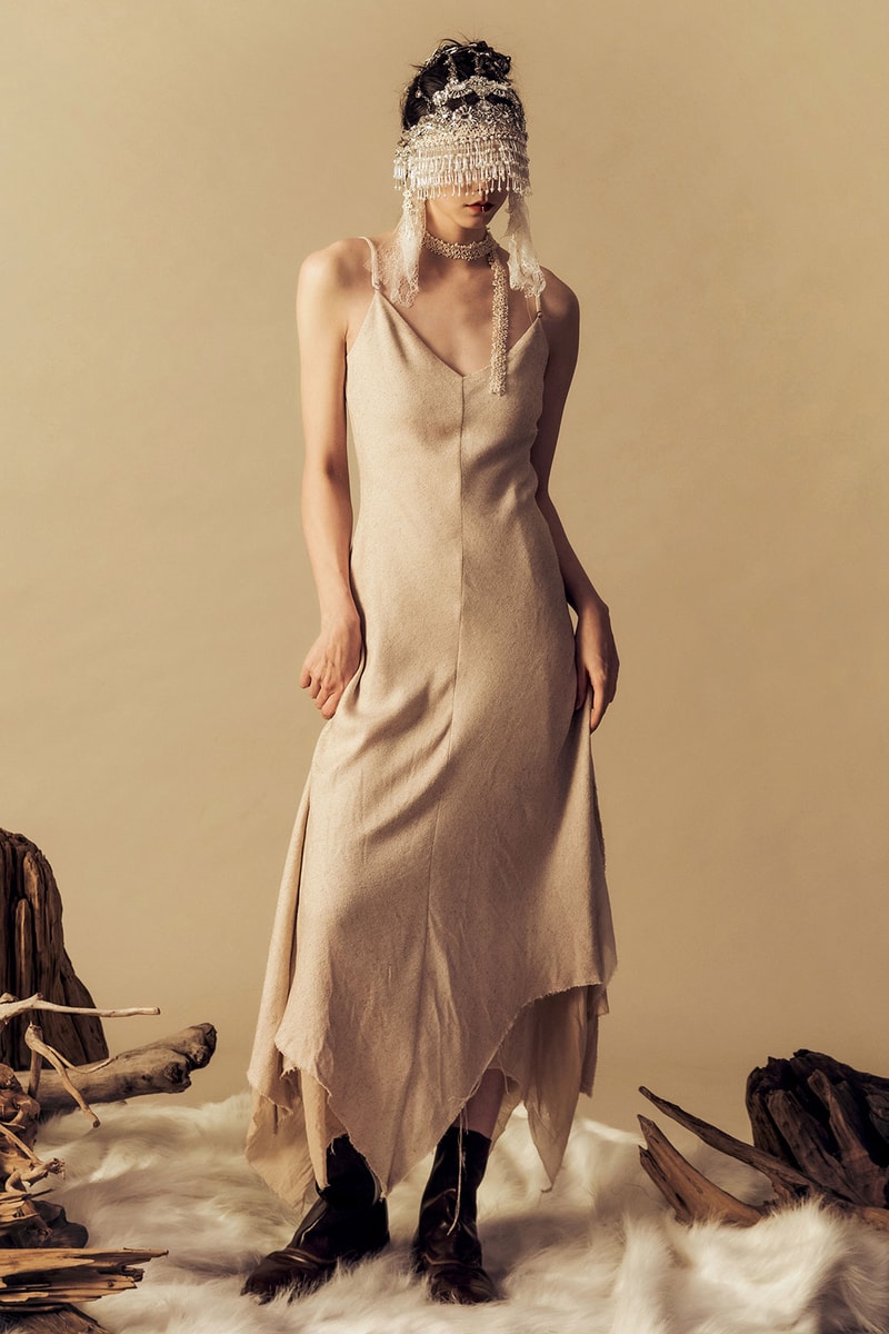 professor e spring summer 2021 ss21 lookbook collection taiwan brand slip dress beige