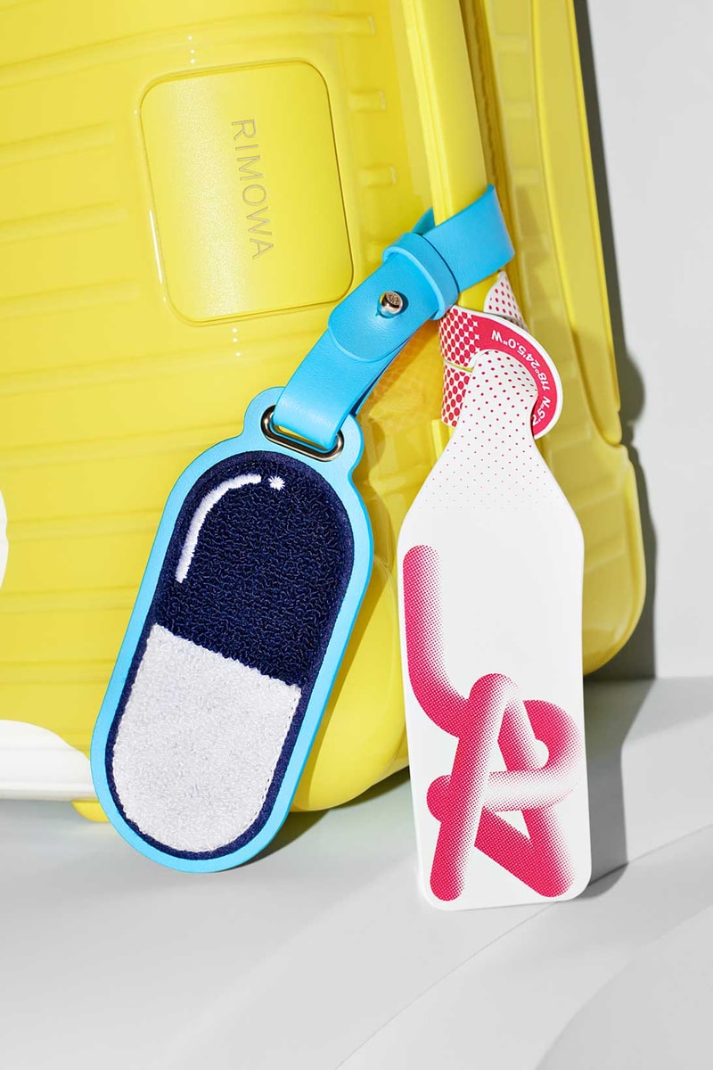 rimowa chaos cabin suitcases luggage white yellow tags
