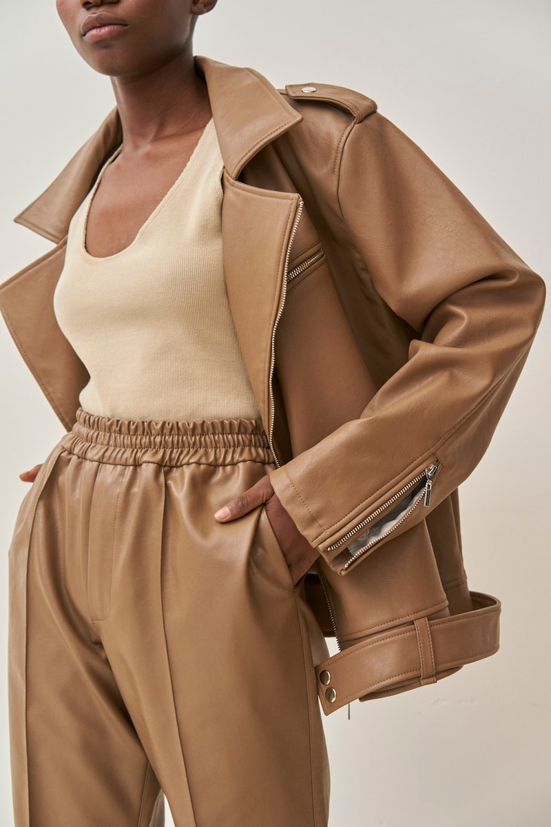 ushatava russian brand eco leather capsule collection jacket tank top pants