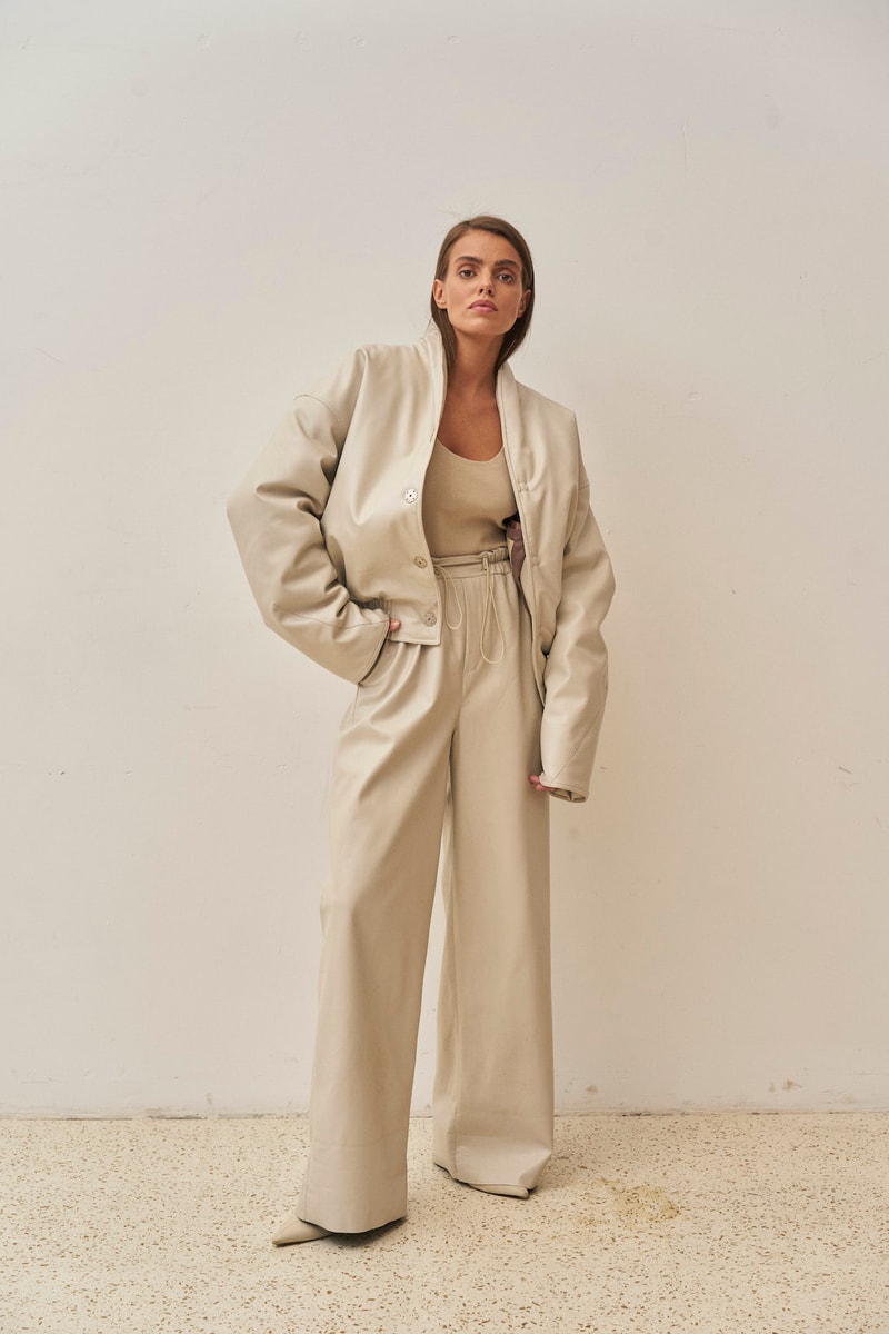 ushatava russian brand eco leather capsule collection jacket pants tank top