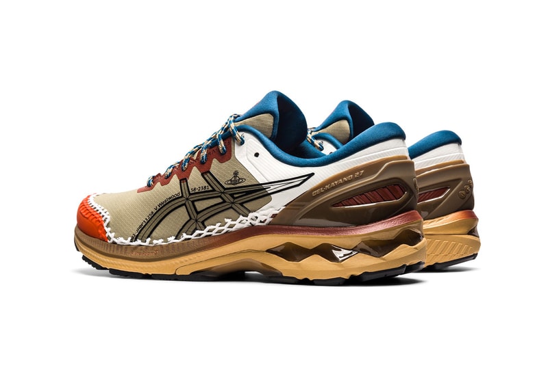 vivienne westwood asics gel kayano 27 de liche green brown heel back details soles