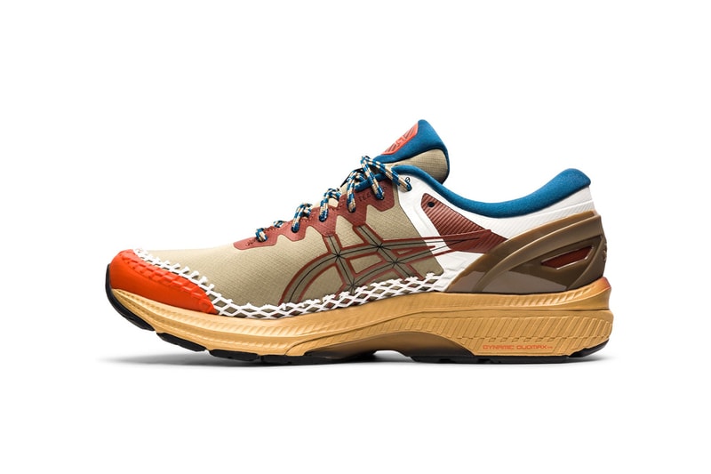 vivienne westwood asics gel kayano 27 de liche green brown orange details laterals