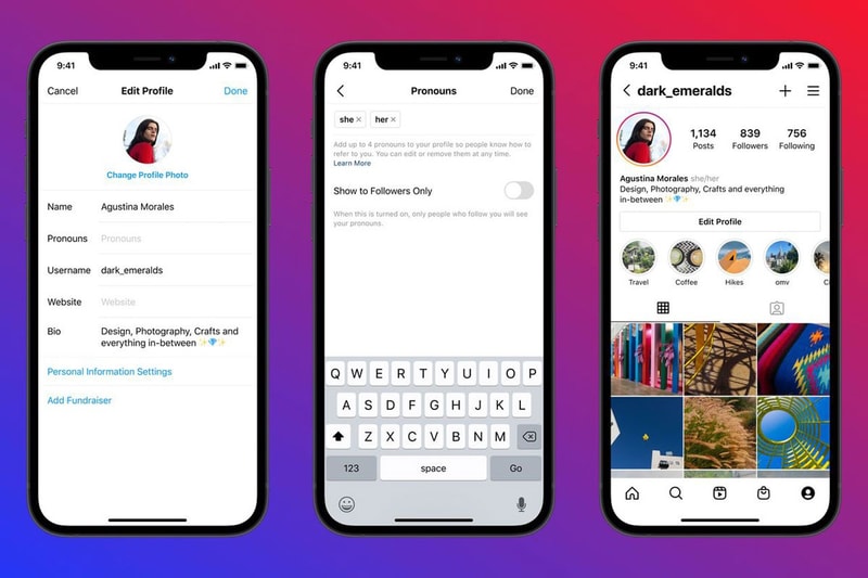 instagram pronouns feature profile update user lgbtqia diversity inclusivity info