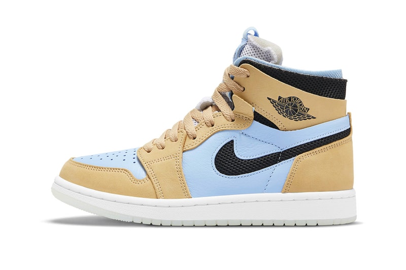nike air jordan 1 aj1 zoom psychic blue tan brown sneakers footwear shoes kicks lateral