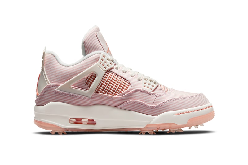 nike air jordan 4 aj4 golf shoes sail apricot agate pastel pink medials sides
