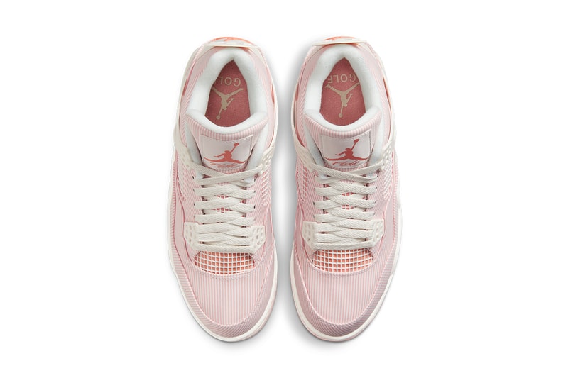 nike air jordan 4 aj4 golf shoes sail apricot agate pastel pink top upper shoelaces