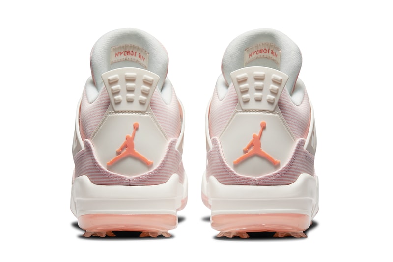 nike air jordan 4 aj4 golf shoes sail apricot agate pastel pink rear heel jumpman logo
