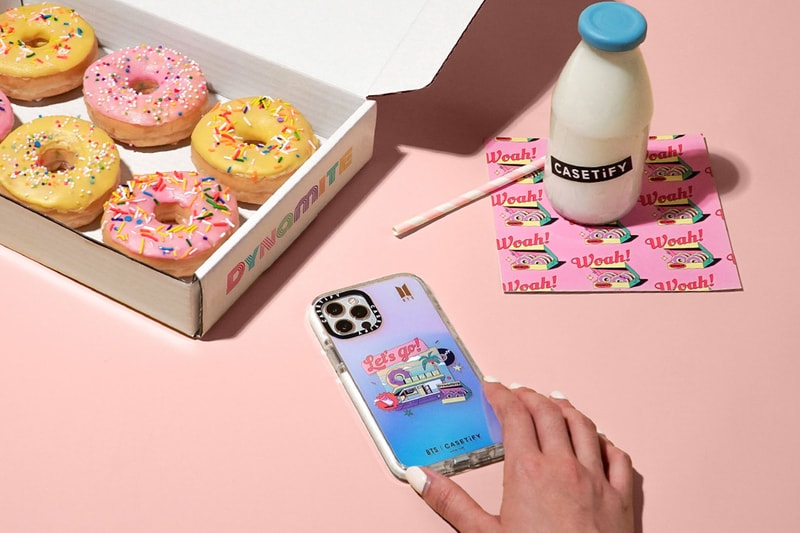 bts casetify collaboration tech accessories collection donuts apple iphone case hand
