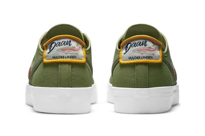 nike daan van der linden sb blazer court sneakers collaboration olive green footwear shoes kicks heel