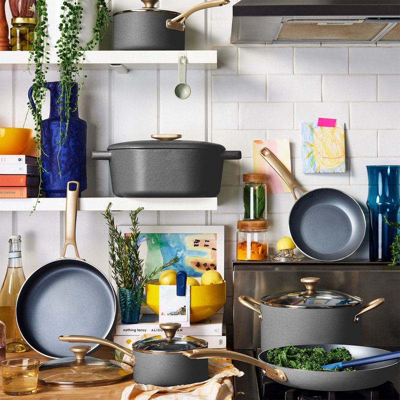 drew barrymore made by gather beautiful kitchenware dutch oven pan