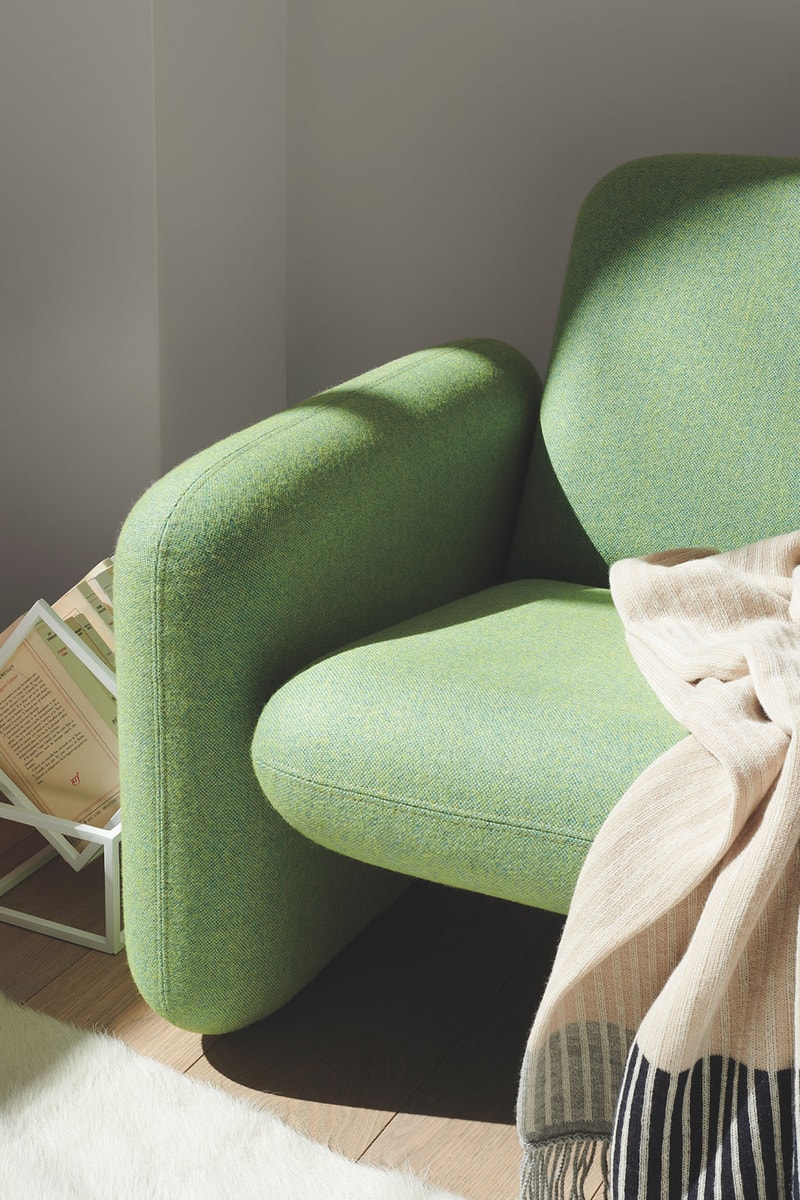 herman miller chiclet sofa 70s design reissue launch sea glass details close up