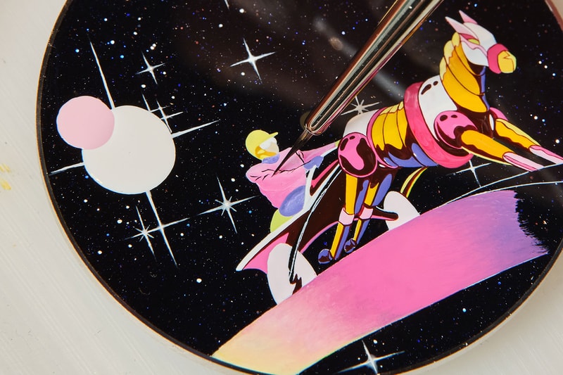 hermes arceau space derby watch timepiece limited edition details hand drawing painting