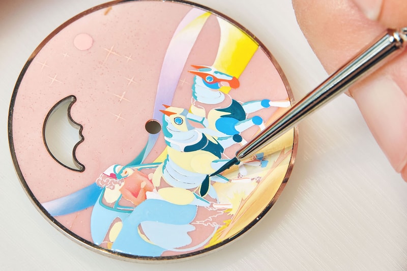 hermes arceau space derby watch timepiece limited edition details pink opaline painting