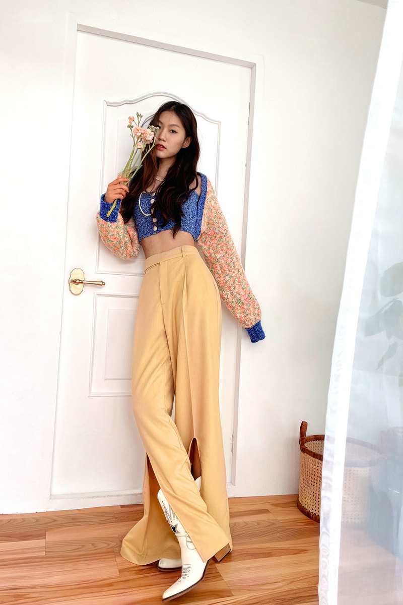 jung hayoung korean model upcycling sustainable fashion outfit knitwear door