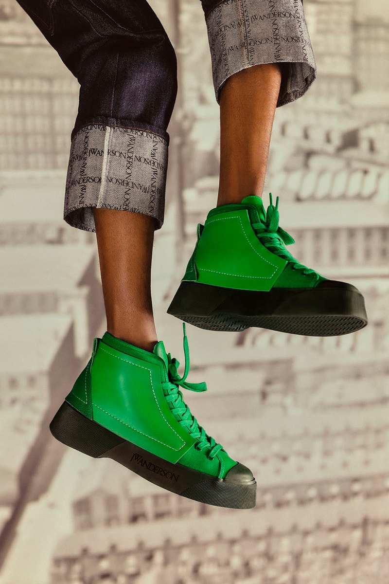 JW Anderson Debuts First-Ever Sneaker Release 7 Colors Orange Purple Green Brown White Black Gum
