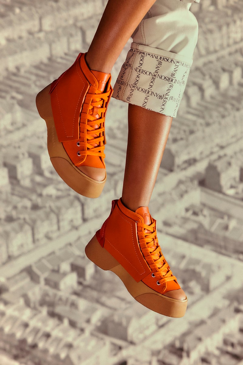 JW Anderson Debuts First-Ever Sneaker Release 7 Colors Orange Purple Green Brown White Black Gum