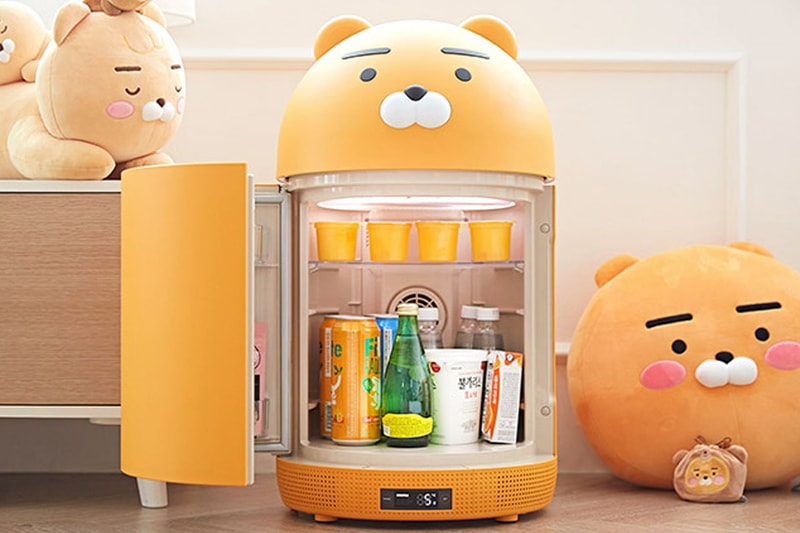 kakao friends makers ryan mini fridge refrigerator open inside cushion