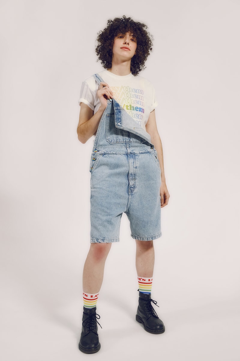 levis pride lgbtqia collection all pronouns love tee t shirt denim overall