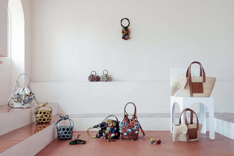 loewe sotheby weaves handbags collaboration accessories flowers 