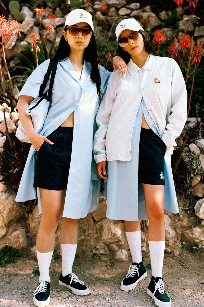 maison kitsune helinox chillax fox heart of summer collaboration shades hats shirts shorts bags