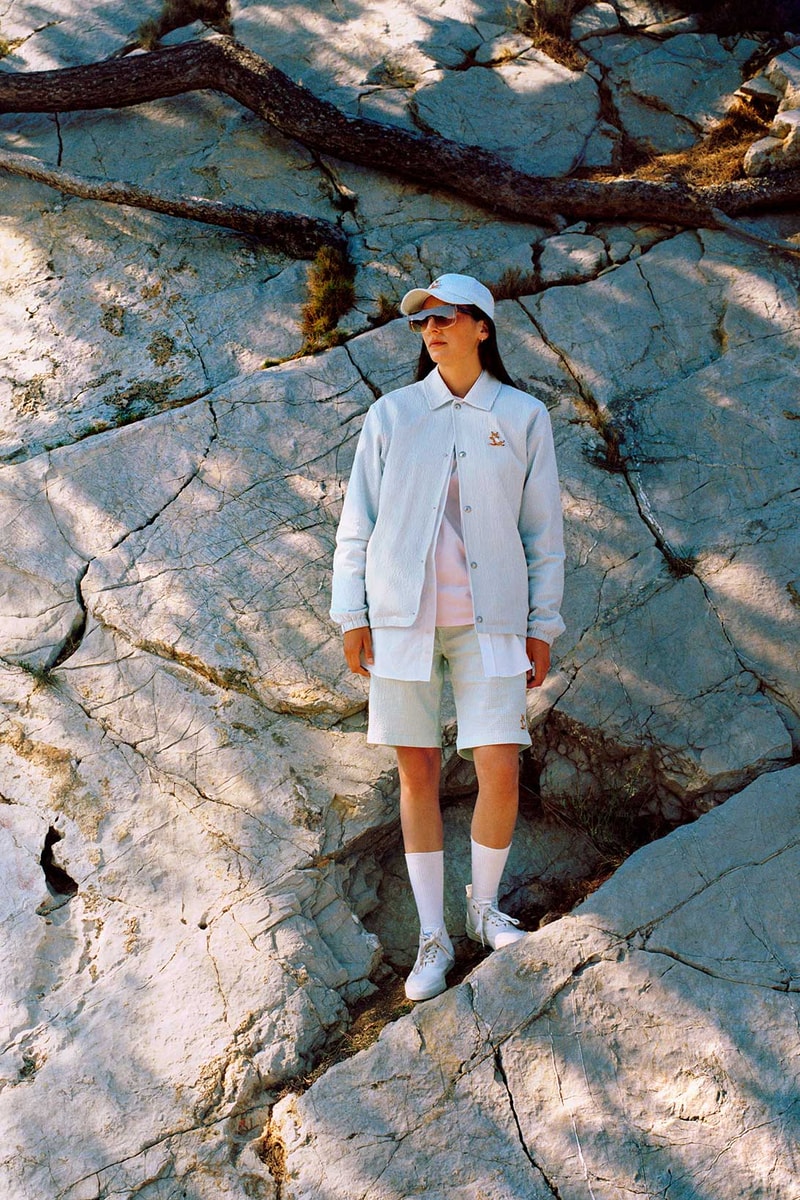maison kitsune helinox chillax fox heart of summer collaboration shirt hat shades shorts