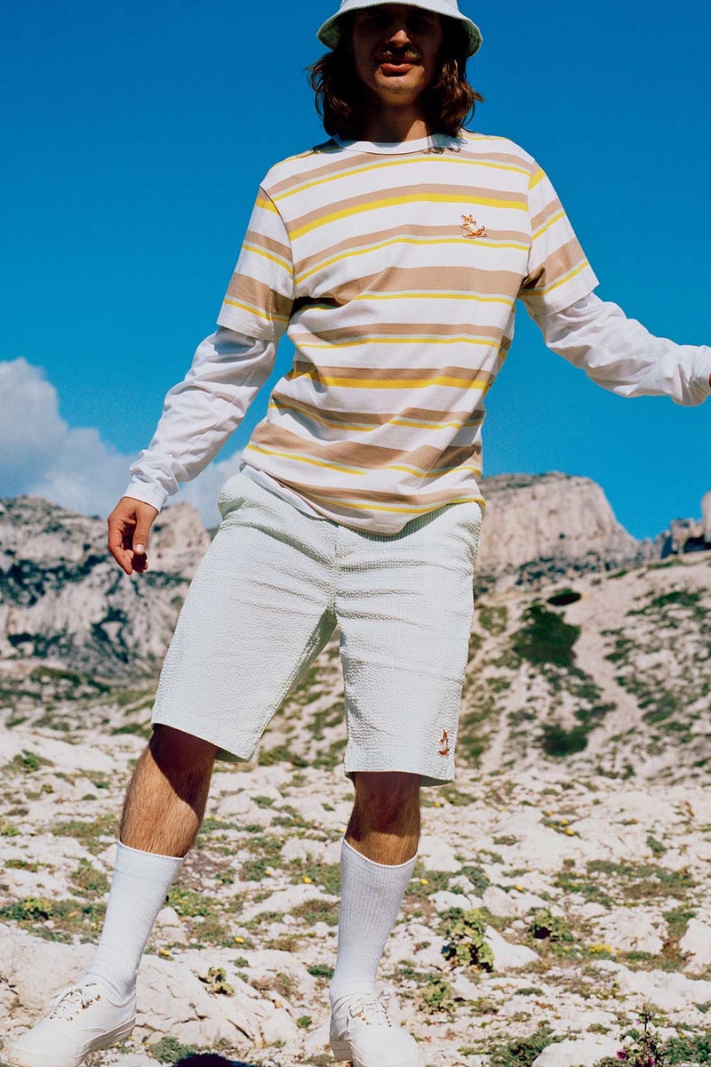 maison kitsune helinox chillax fox heart of summer collaboration shirt bucket hat shorts