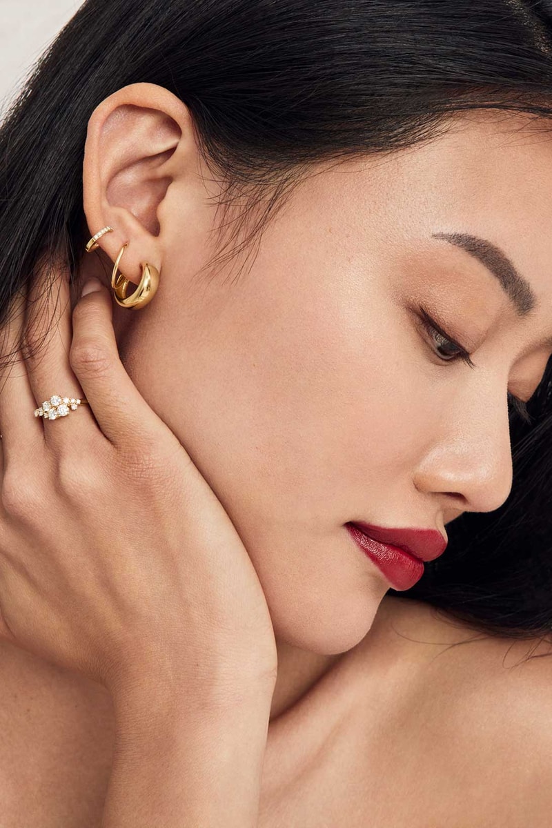 Mejuri Micro-Pavé Diamond Rivière Bridal Jewelry Collection Earring Rings