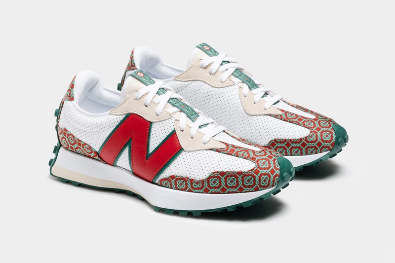new balance casablanca collaboration sneakers 327 details upper laterals