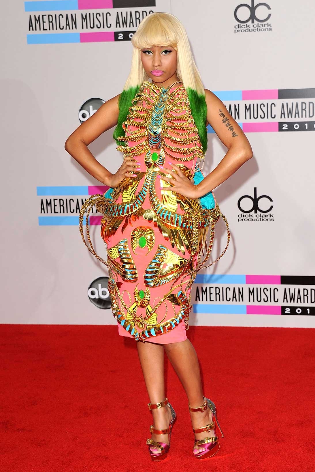 Nicki Minaj: Neon Bodysuit, White Sneakers