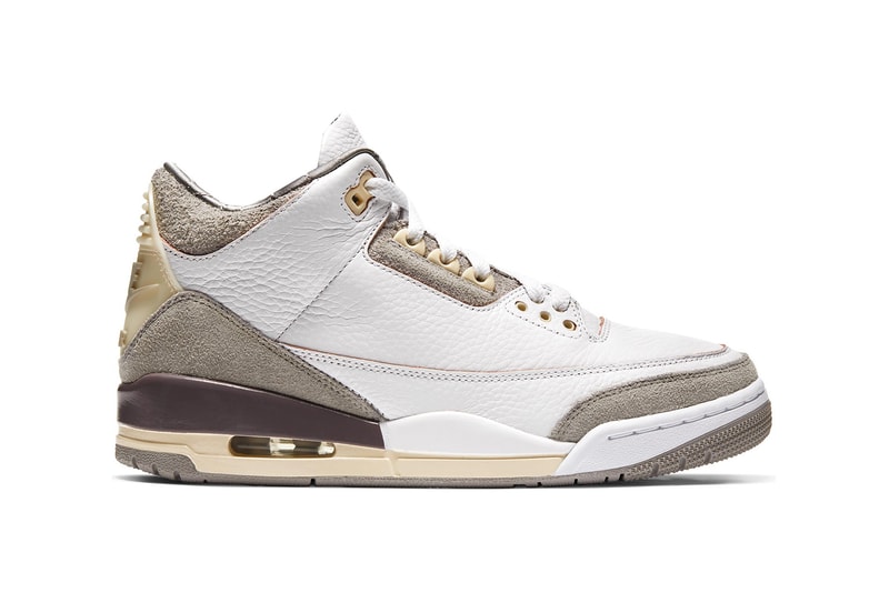 nike a ma maniere air jordan 3 aj3 womens sneakers collaboration white gray footwear shoes kicks lateral