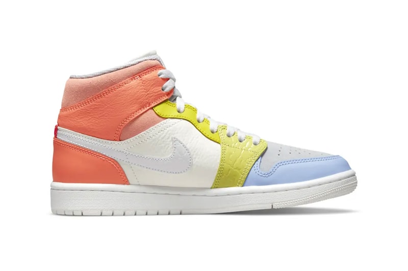 nike air jordan 1 aj1 mid womens to my first coach yellow orange blue swoosh details sides