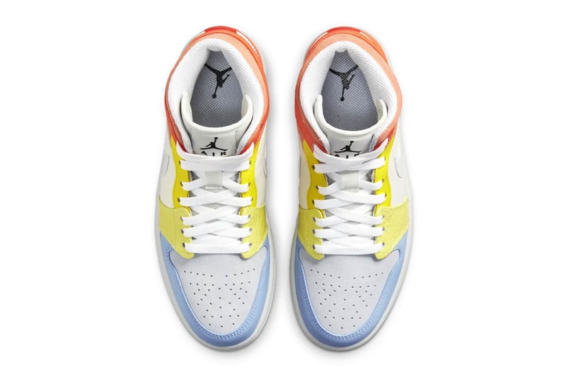 nike air jordan 1 aj1 mid womens to my first coach yellow orange blue shoelaces upper