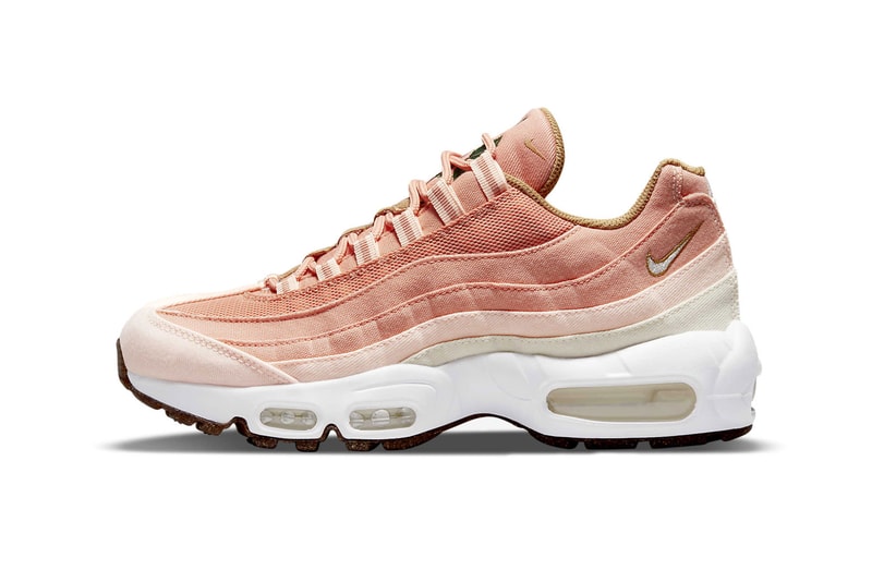 nike air max 95 se am95 womens sneakers sustainable apricot agate crimson tint upper details sides