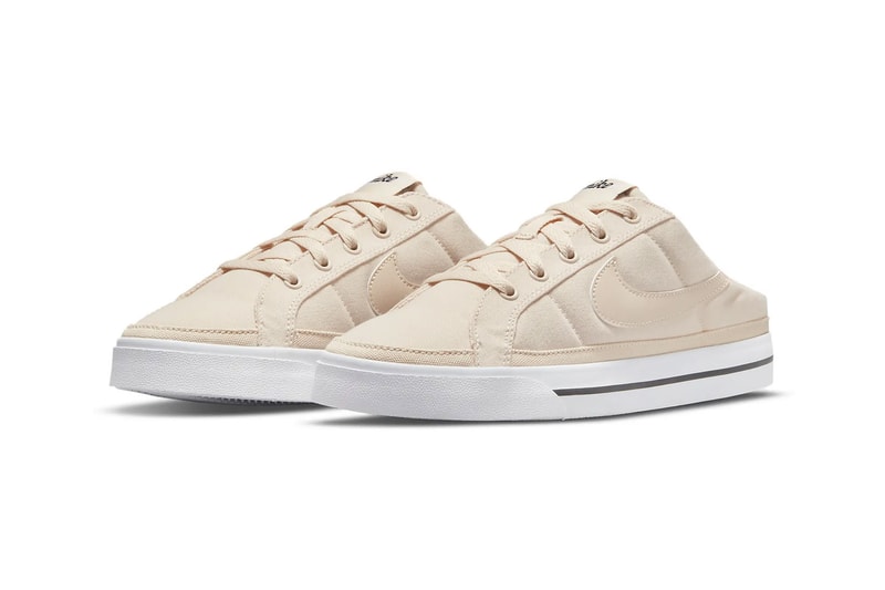 nike court legacy mule pearl white beige front lateral upper swoosh toe