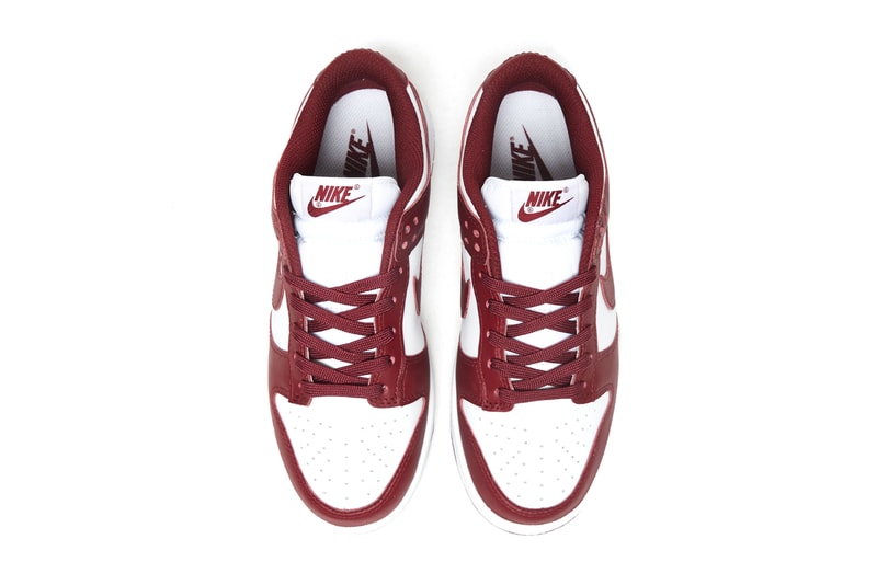 nike dunk low team read womens sneakers white upper shoelaces footbed insoles