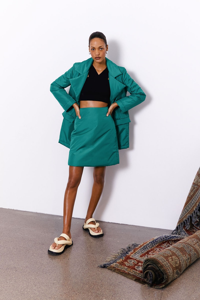 operasport edition 05 collection lookbook green jacket skirt suit sandals
