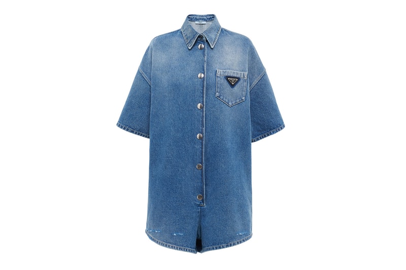 prada spring summer ss21 denim short sleeved shirt