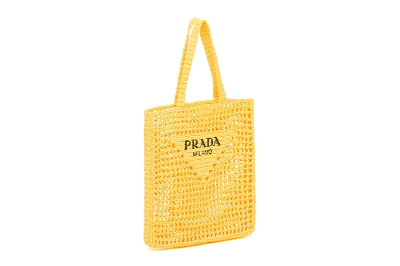 prada spring summer ss21 yellow crochet bag