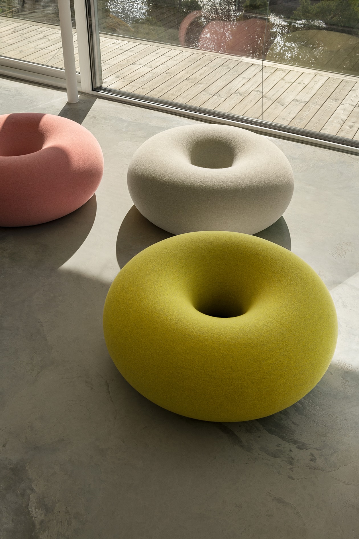 Sabine Marcelis Hem Donut Shaped The Boa Pouf Pink Neon Yellow White Beige Cream Furniture Design Netherlands Rotterdam Designer Stockholm Sweden Brand