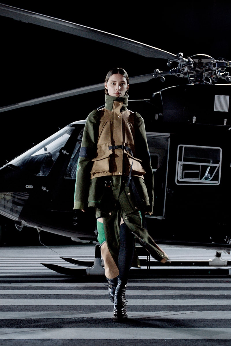 sacai chitose abe womens fall winter collection outerwear jacket skirt