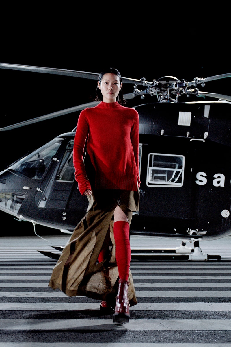 sacai chitose abe womens fall winter collection sweater skirt