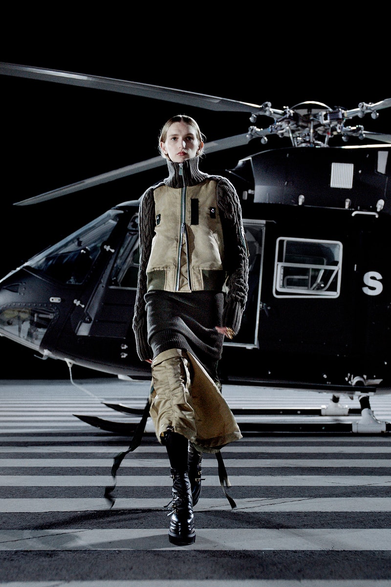 sacai chitose abe womens fall winter collection outerwear jacket skirt