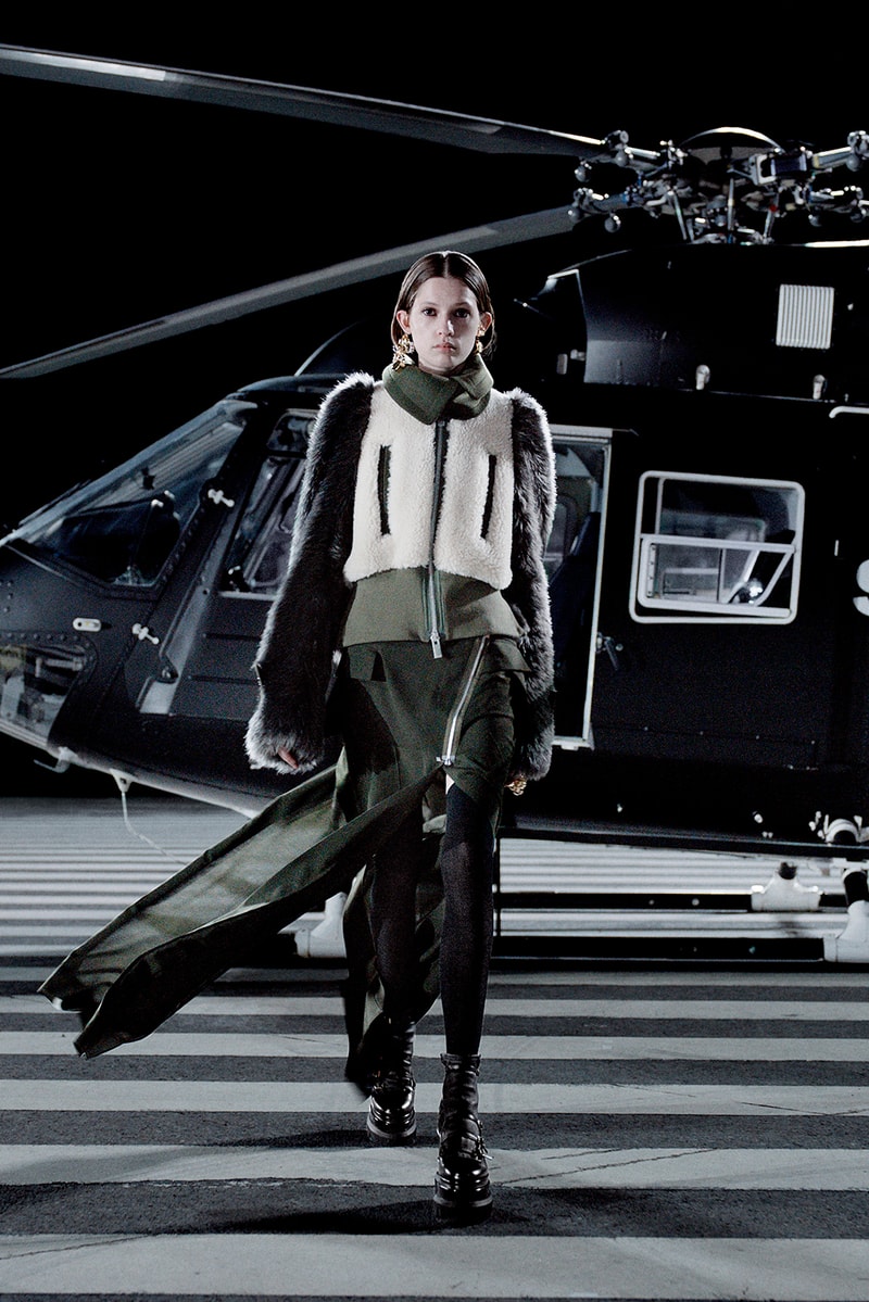 sacai chitose abe womens fall winter collection outerwear jacket skirt
